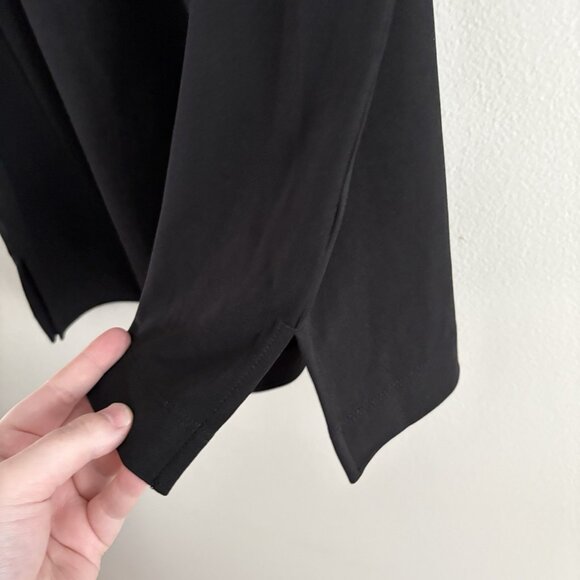 Chicos Women Sz 2 US L Black Notched Neckline Jersey Satin Tiered-Sleeve Tee NWT - Picture 6 of 13